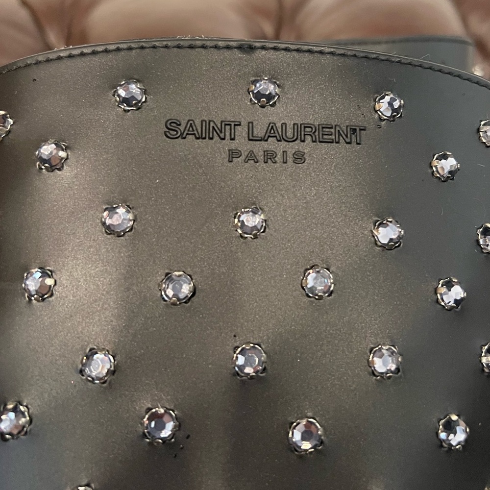 YSL Yves Saint Laurent Festival 25 Diamond Stud Rubber Rain Boots 37 - Picture 2 of 2